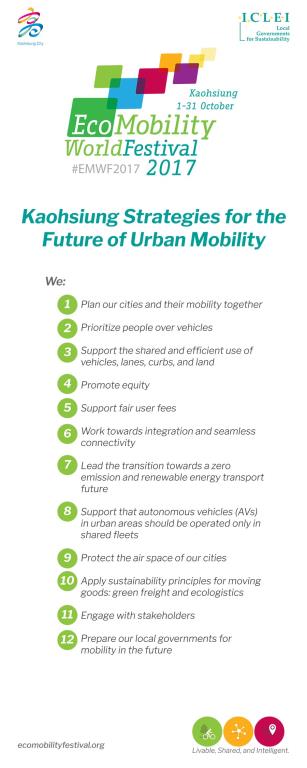 Kaohsiung Strategies for the Future of Urban Mobility